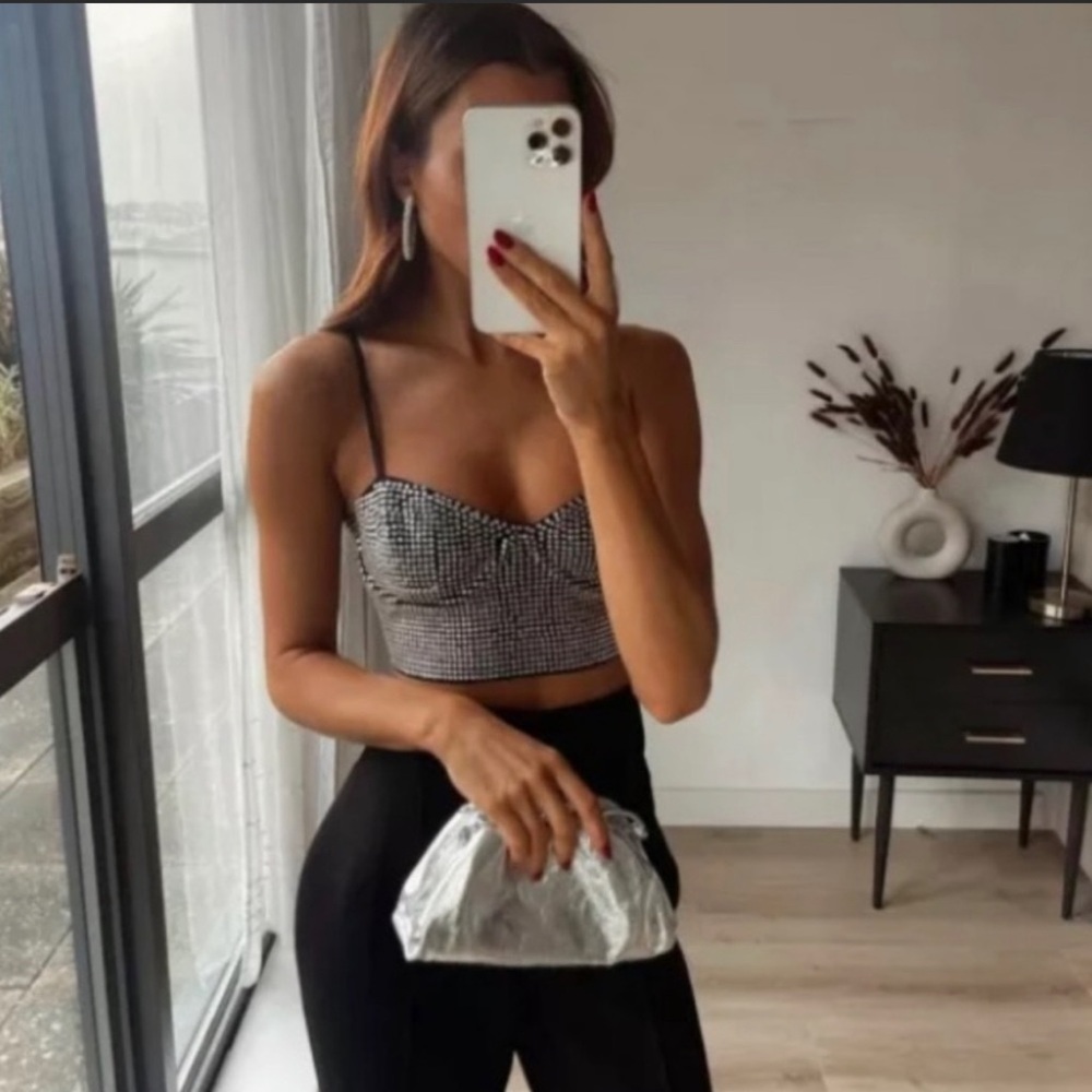 ✨💫✨Zara Cropped Sparkly Bustier Sz Medium -NWT✨💫✨
